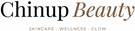 Logo of Chinup Beauty with text 'Skincare, Wellness, Glow' on a white background